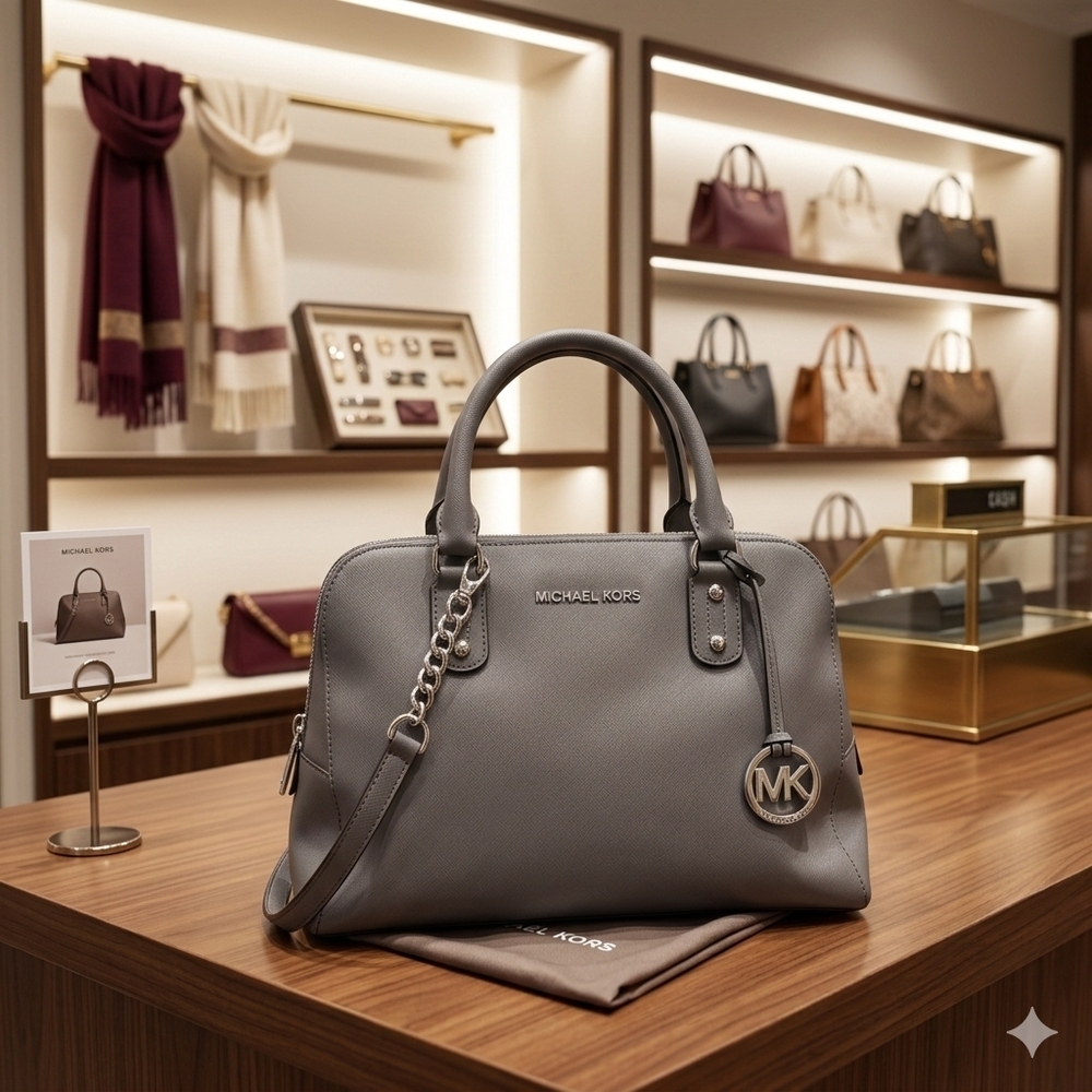 Michael Kors Charcoal Leather Satchel